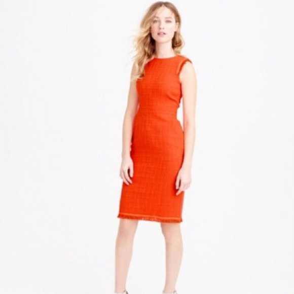 J. Crew Dresses & Skirts - J. CREW Orange Tweed Sheath Dress